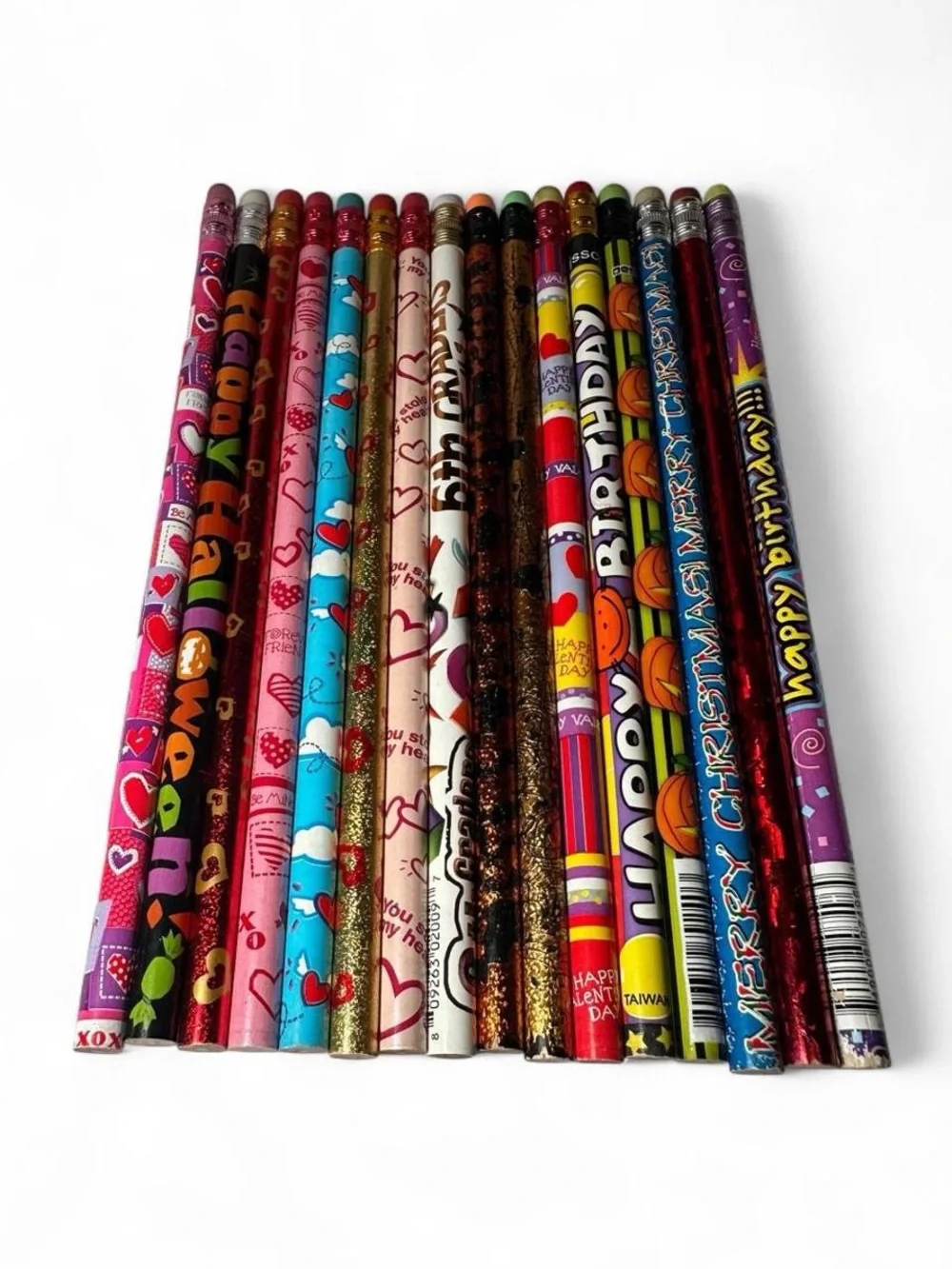 NWT Vintage 90s 2000s 16 Assorted Wooden Pencils Colorful Holiday Teacher